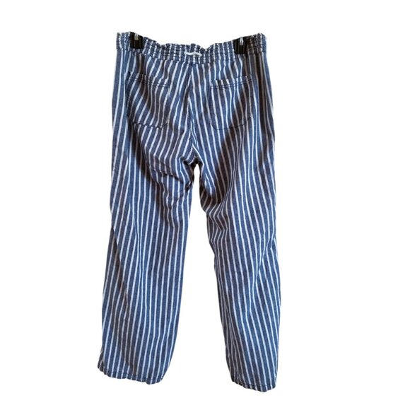 Style Me Navy Blue and White Striped Wide Leg Comfy Casual Pants in Size L - Picture 2 of 4